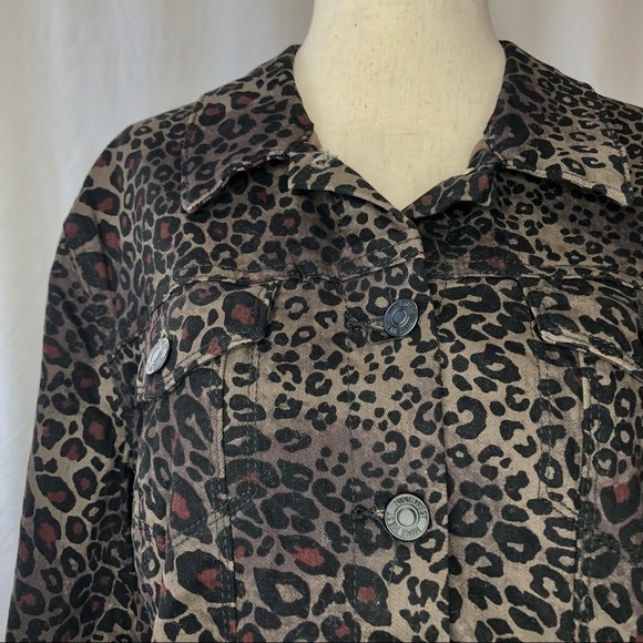 NWT Nine West Sarah Jean Jacket leopard print (wild one) stretch twill XL - Picture 2 of 10